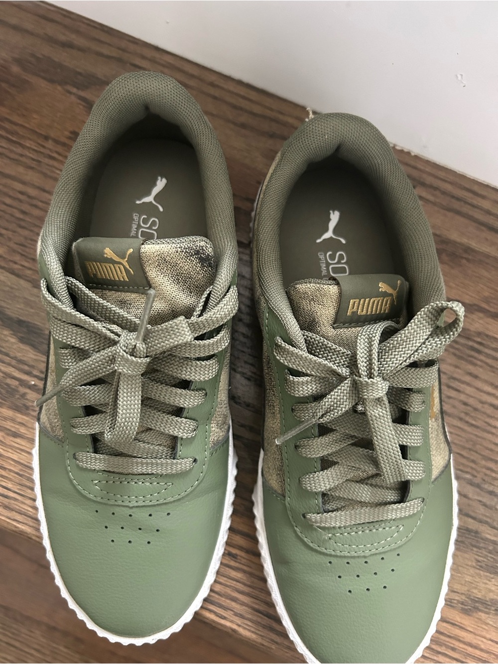 Puma Olive Green Sneakers with White Outsole
